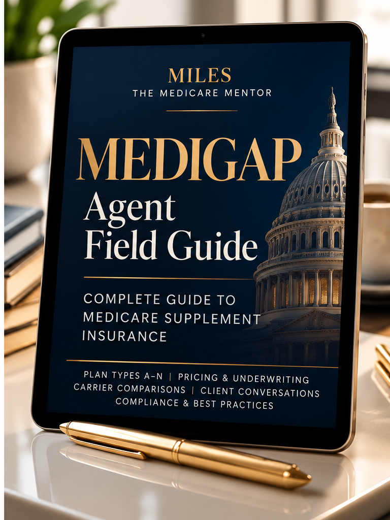 Miles Medigap Field Guide navy and gold cover